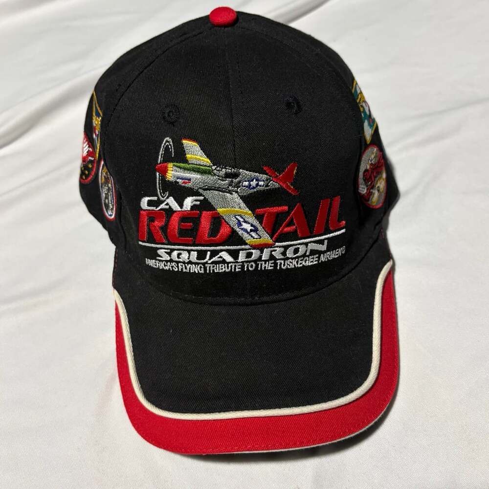 Commemorative Air Force Red Tail Squadron Hat Tuskegee Airmen Patches Cap WWII